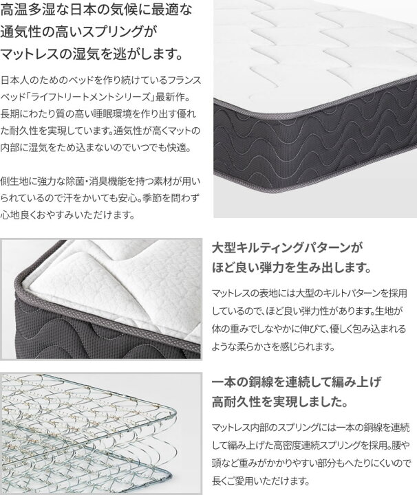 楽天市場】フランスベッド 高密度連続スプリングマットレス シングル 