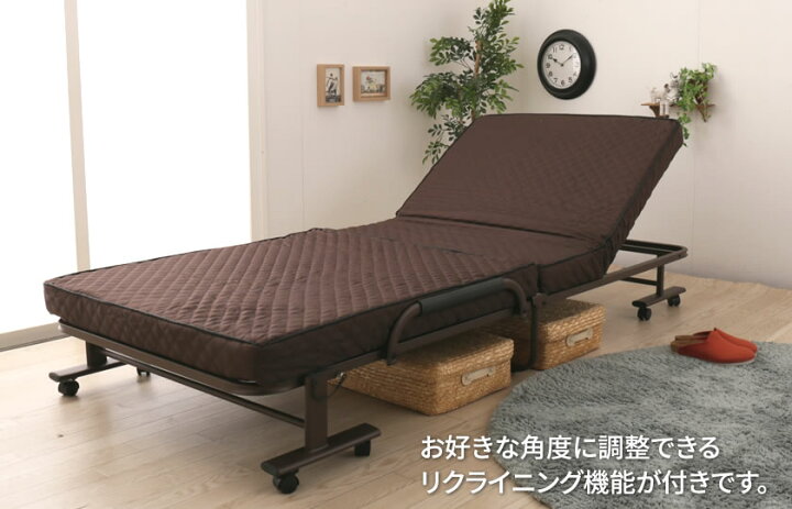 楽天市場】折りたたみベッド シングル 完成品 組立不要 キャスター付き 