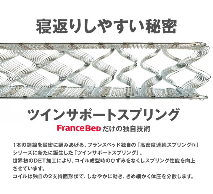 札幌【FranceBed シングルベッド 引出し×3杯】ふつう～かため 防ダニ 