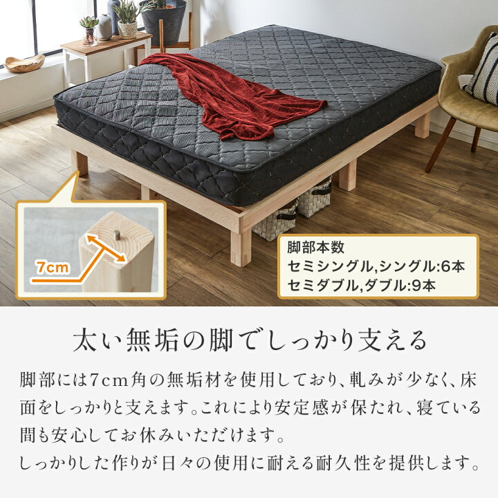 楽天市場】檜すのこベッド シングル ヘッドレス ベッド フレームのみ 