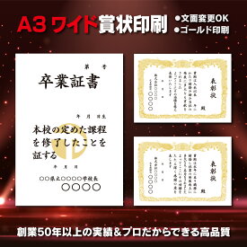 【賞状用紙】【A3】賞状用紙 卒業証書 卒業式 卒業 A3ワイド 表彰状 名入れ 印刷 賞状 プリント トロフィー 認定証 定年退職 還暦 長寿 周年記念 功労