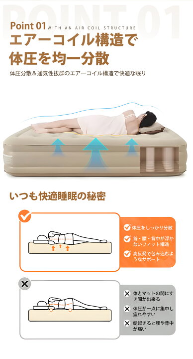 楽天市場】【楽天1位】 エアーベッド 電動 エアベッド 電動ポンプ内臓 