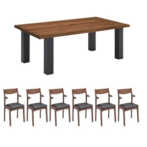 【全商品に使える11%offクーポン!!】 ダイニングテーブルセット 7点セット 6人掛け ダイニング 幅200 ダイニングセット おしゃれ 6人用 200cm チェア6脚 モダン オーク材 突板 ラバーウッド ウレ