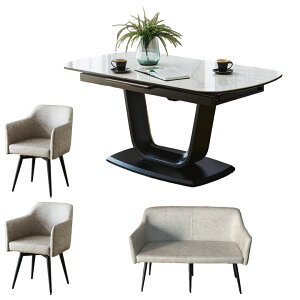 【全商品に使える11%offクーポン!!】 ダイニングセット 4人掛け 北欧 伸縮 4点セット テーブル 伸長式 160 200 ダイニングテーブル セラミックテーブル 回転椅子 チェア2脚 白 伸長式ダイニング