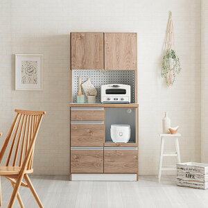 【全商品ポイント10倍!!】 キッチンボード 完成品 80cm 食器棚 キッチン収納 80 レンジ台 キッチン収納ラック スライドカウンター 白 北欧 引き出し 開き扉 収納棚 ホワイト コンセント スライ