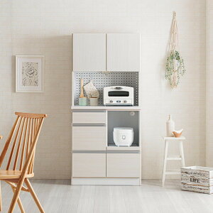 【全商品ポイント10倍!!】 キッチンボード 完成品 80cm 食器棚 キッチン収納 80 レンジ台 キッチン収納ラック スライドカウンター 白 北欧 引き出し 開き扉 収納棚 ホワイト コンセント スライ