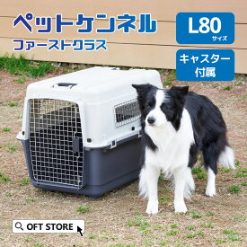 【8/1-8/19 夏祭りフェア】 ペットケンネル ファーストクラス L80 キャスター付き キャリー ペット クレート 犬 ハード ケース コンテナ 多頭飼い 中型犬 防災 すのこ 飛行機 IATA 水飲み ハウス キャリーバッグ サイズ バック ゲージ ケージ バリケンネル