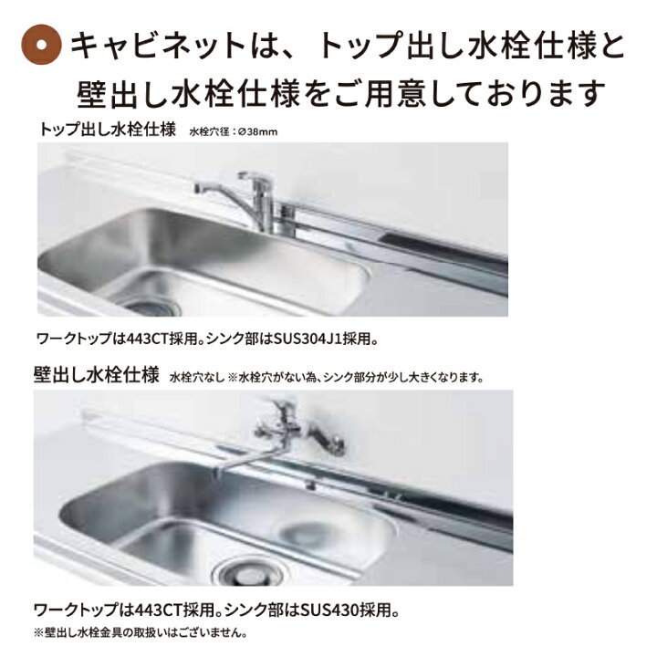 楽天市場】ワンド(マイセット) 組合せ型 一槽流し台 トップ出し水栓 