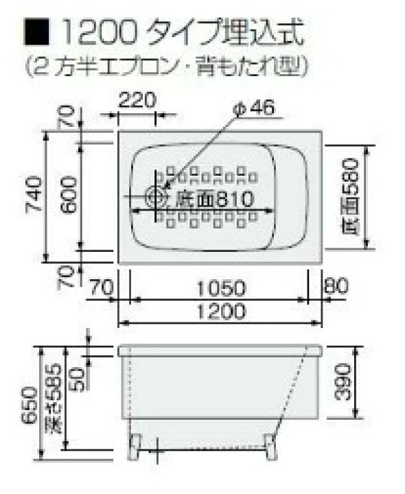 楽天市場】クリナップ ステンレス浴槽 NEW インテリアバス 1200サイズ 