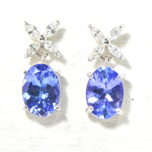 タンザナイト×ダイヤモンド ピアス K18ホワイトゴールドマグノリア BO098CI(11361) YK-AR062K18WG 12月誕生石 18金 レディース ギフト ゴールド 大粒 フラワーモチーフ