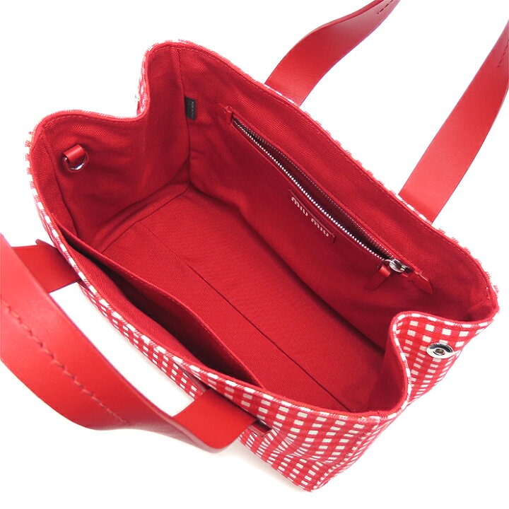 楽天市場】miu miu ミュウミュウ ギンガムチェック カナパ 2WAY  