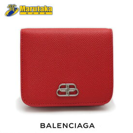 バレンシアガ BALENCIAGA BB ロゴ コインケース付き レザー 2つ折り 財布 601474 0OTXN 赤 レッド×シルバー 逸品質屋 丸高【中古】【送料無料】