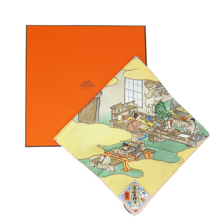 楽天市場】エルメス スカーフ カレ 90 山口晃 カレ絵巻 エルメスの職人 