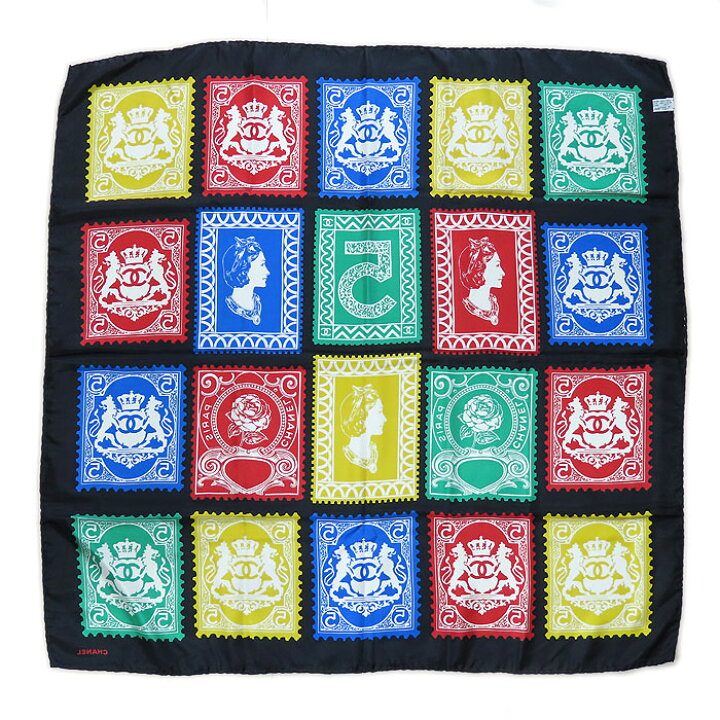 楽天市場】シャネル マドモアゼル 5 切手柄 スカーフ 絹100% シルク 約  