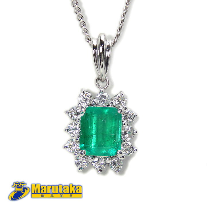 楽天市場】1.39ct エメラルド ダイヤモンド プラチナ ネックレス 鑑別 