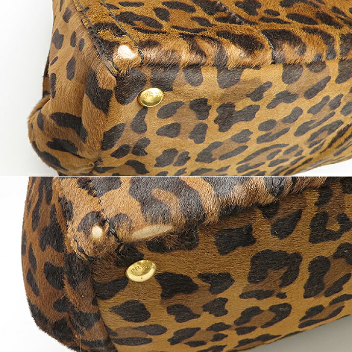 楽天市場】プラダ カナパ トート レオパード バッグ ヒョウ柄 ハラコ  