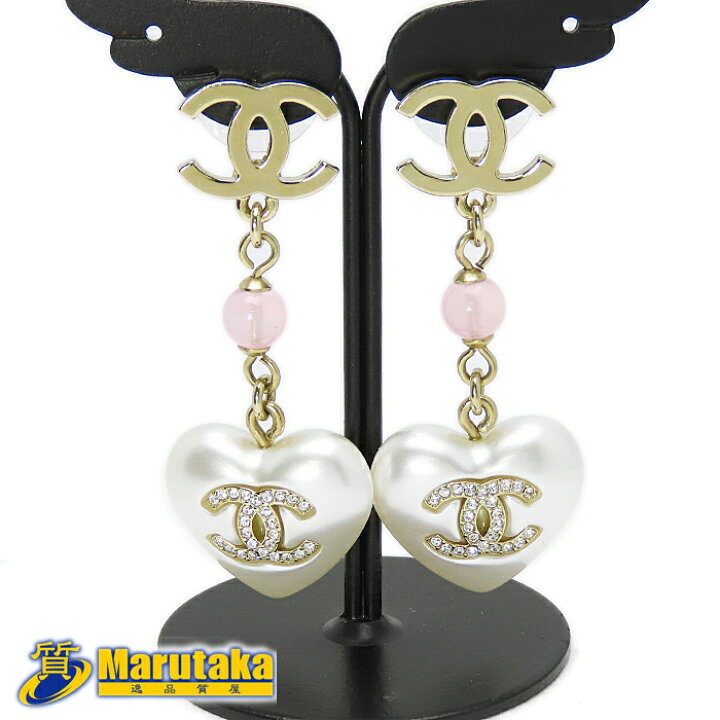 楽天市場】【シャネル】ピアス ハート 揺れる フェイクパール ライン  
