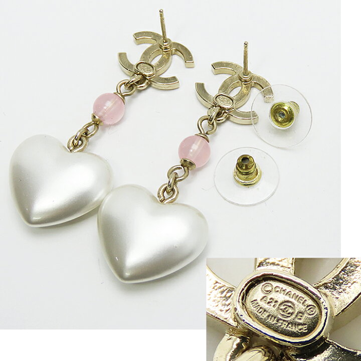 楽天市場】CHANEL シャネル ぶら下がり ピアス ハート フェイクパール  