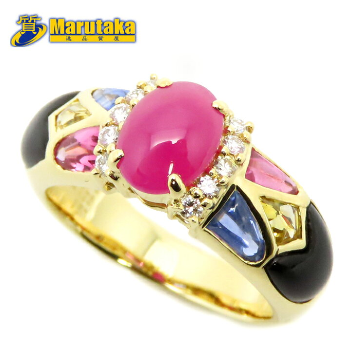 楽天市場】K18 ルビー 1.65ct サファイヤ 1.25ct ブラックカルセドニー 