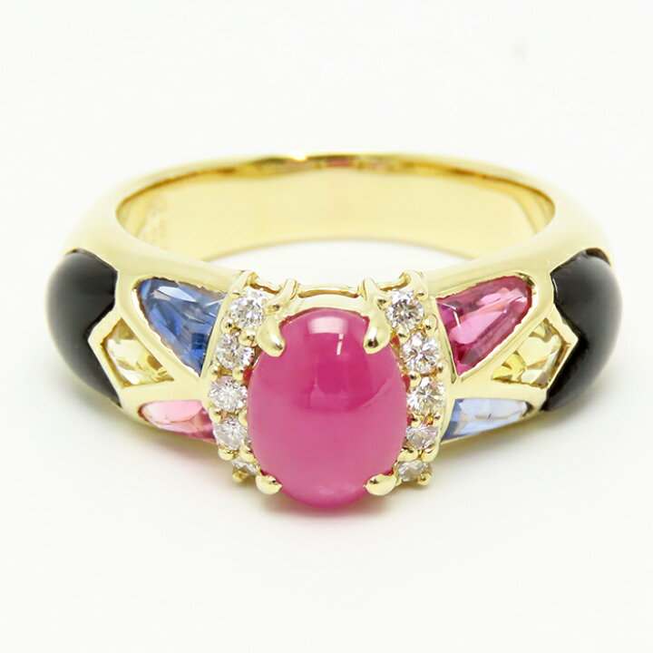 楽天市場】K18 ルビー 1.65ct サファイヤ 1.25ct ブラックカルセドニー 