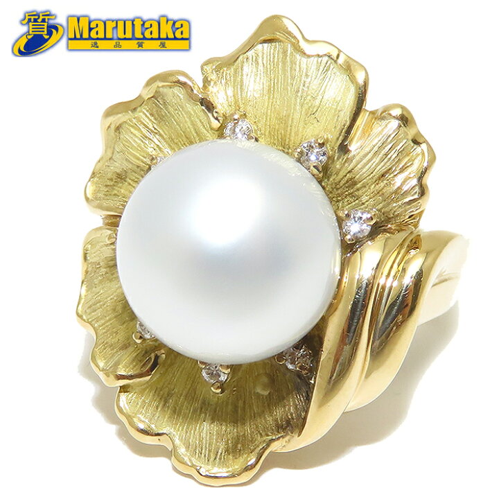 楽天市場】パール ダイヤモンド リング 11号 K18 11.2mm 0.10ct 11.5g 