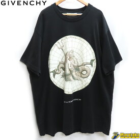 GIVENCHY ジバンシー POSEIDON PRINTED OVERSIZED Tシャツ 黒 半袖 Mサイズ【送料無料】【中古】逸品質屋 丸高 22r383-7 【質屋出品 兵庫県 西宮市 実店舗あります】【適格請求書発行事業者】