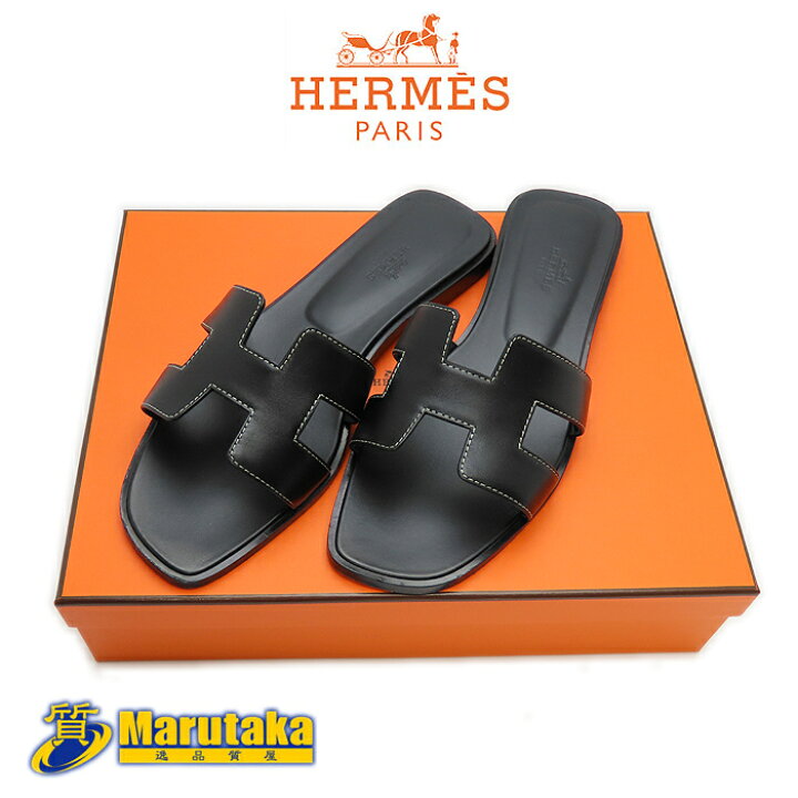 楽天市場】エルメス サンダル オラン ブラック 黒 38 約24.5cm  