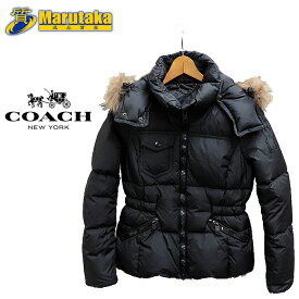 コーチ ダウン ジャケット #XS ブラック ナイロン COACH Down Jacket 服 アパレル アウター フーディ パーカー ファー レディース 上着 黒 長袖 衣類 逸品質屋 丸高 尼崎 兵庫 美品 a1-0974 【中古】【送料無料】