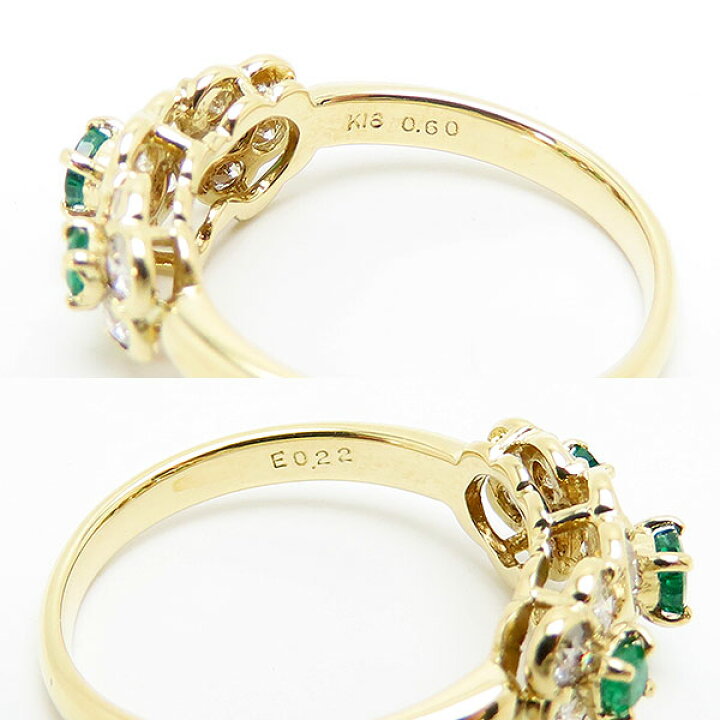 楽天市場】エメラルド ダイヤ リング フラワー モチーフ 花型 ゴールド  