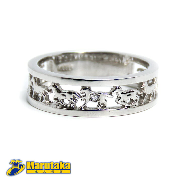 楽天市場】K18WG 馬 ホース 走る馬 透かし リング 11.5号 指輪  