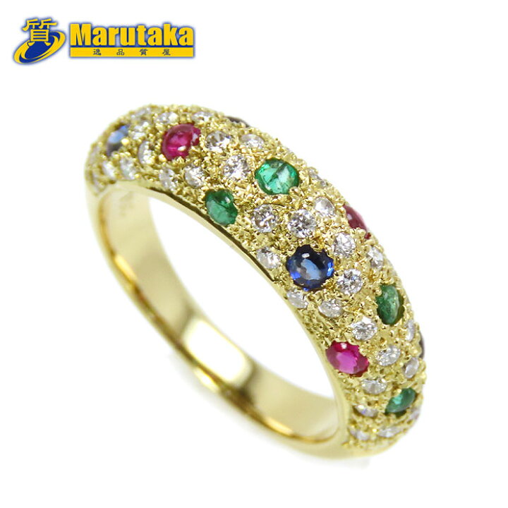 楽天市場】K18 ダイヤモンド ルビー サファイア エメラルド リング 3  