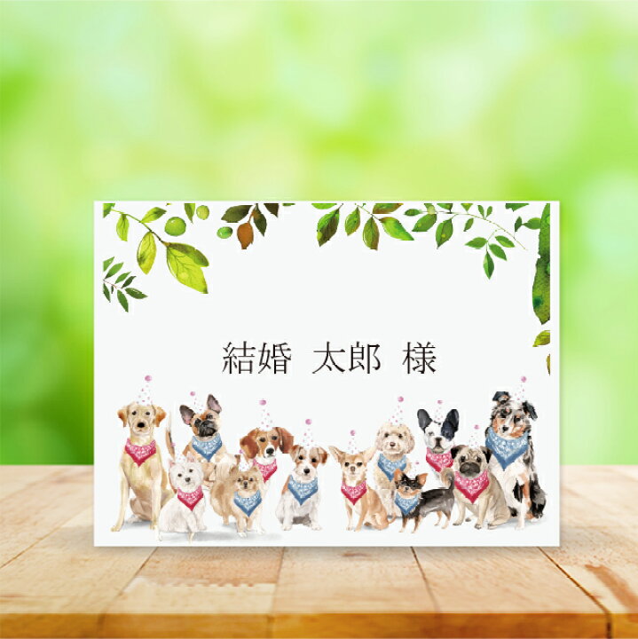 楽天市場 席札 印刷込み 結婚式 ディアドッグ ナチュラルガーデン 10枚 セット いっぽウェディング