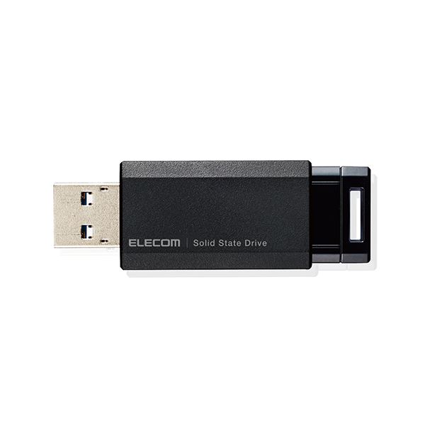 激安セール 片手でワンプッシュのラクラク接続 エレコム SSD 外付け ポータブル 500GB 小型 ノック式 ブラック Gen1 対応 PS5 ESD-EPK0500GBK USB3.2 PS4Pro セール商品 PS4