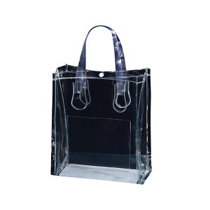 (まとめ) TANOSEE 透明PVCバッグB5ワイド ポケット・ホック付 1パック(10枚) 【×5セット】