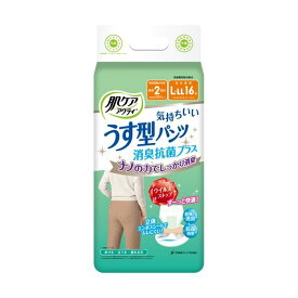 (まとめ) 日本製紙クレシア 肌ケア アクティ うす型パンツ 消臭抗菌プラス L-LL 1パック(16枚) 【×5セット】