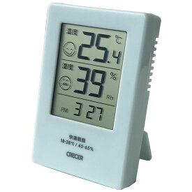 クレセル デジタル時計機能付き 温湿度計 壁掛け・卓上用スタンド付き ブルー CR-2600B