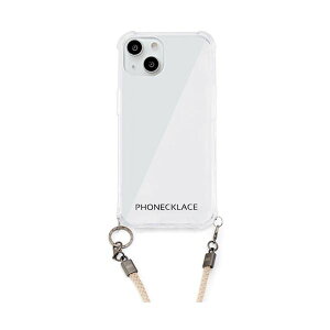 PHONECKLACE ���[�v�V�����_�[�X�g���b�v�t���N���A�P�[�X for iPhone 13 �x�[�W�� PN21592i13BG