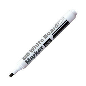(まとめ)TANOSEE ホワイトボードマーカー中字 角芯 黒 1セット(12本)【×10セット】