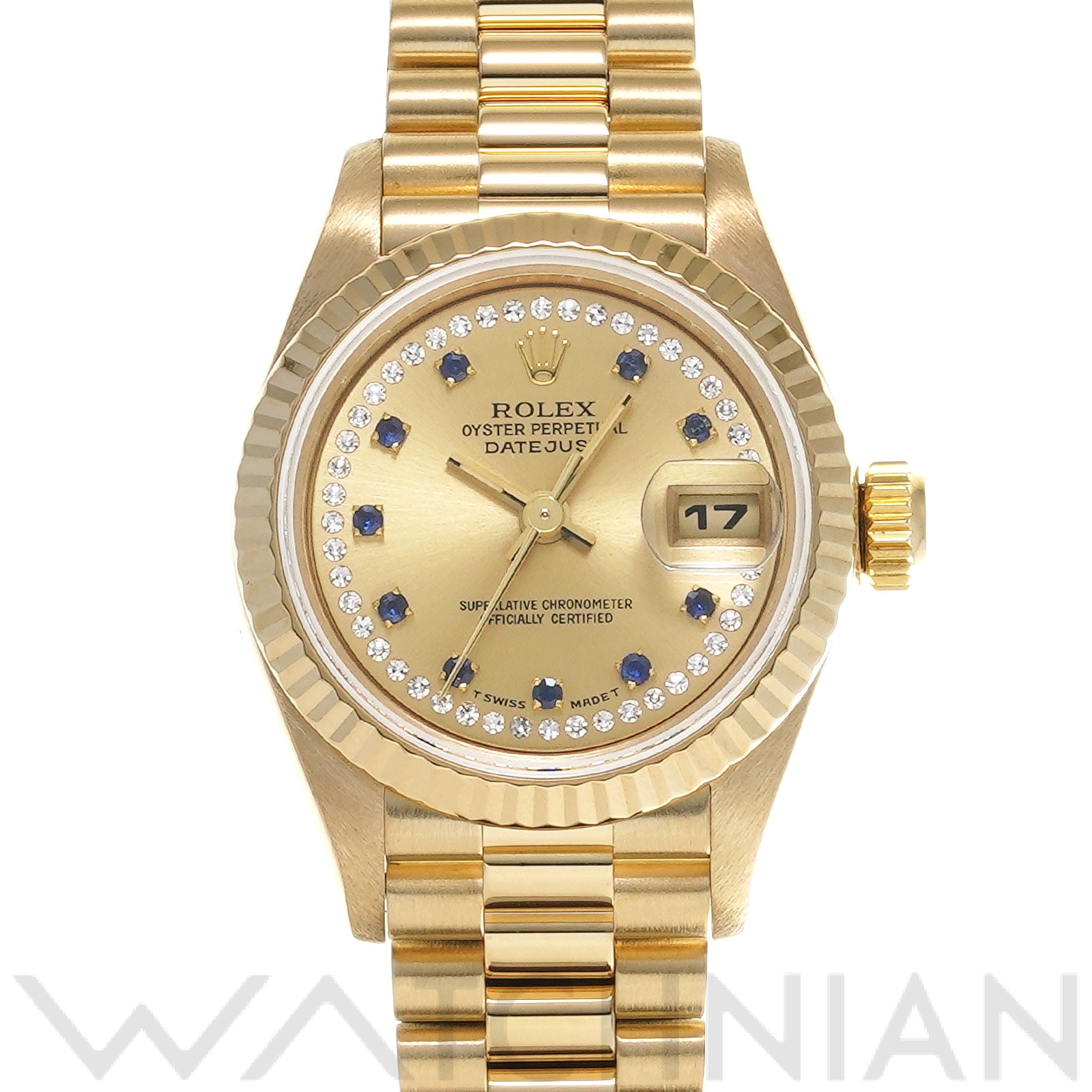 ロレックス ROLEX デイトジャスト 26 69178LS W番(1994年頃製造) シャンパン ダイヤモンド サファイア レディース 腕時計  レディース腕時計
