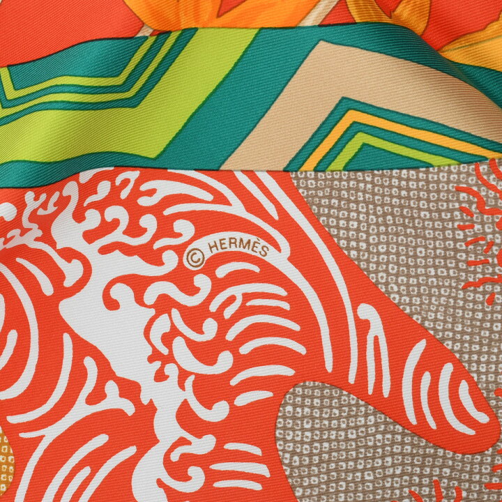 HERMES(エルメス) スカーフ カレ オレンジ×マルチ Hermes pour  