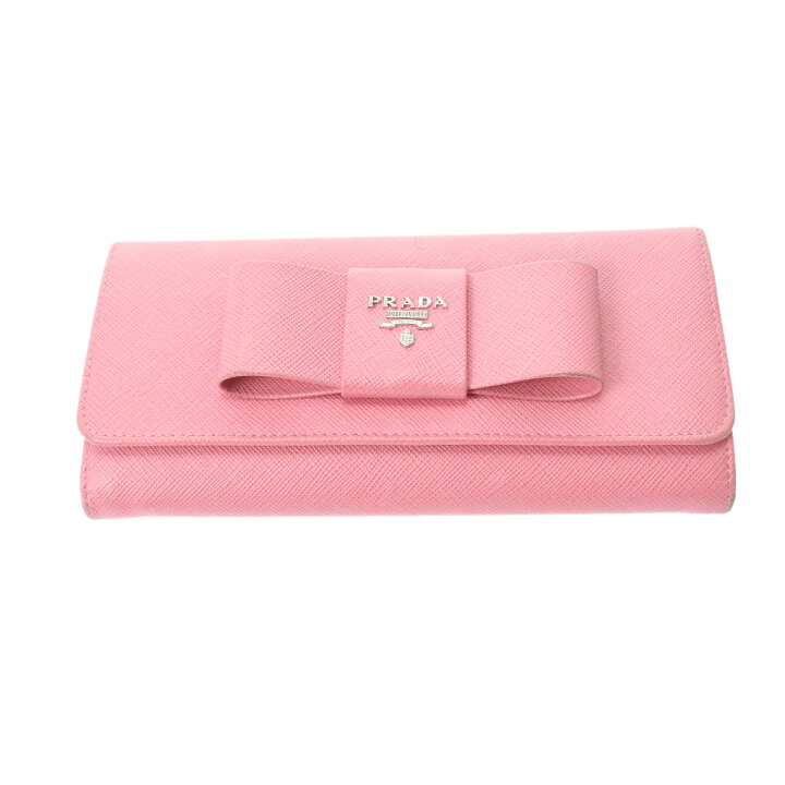 楽天市場】【中古】 プラダ PRADA リボン 二つ折り長財布 ピンク 