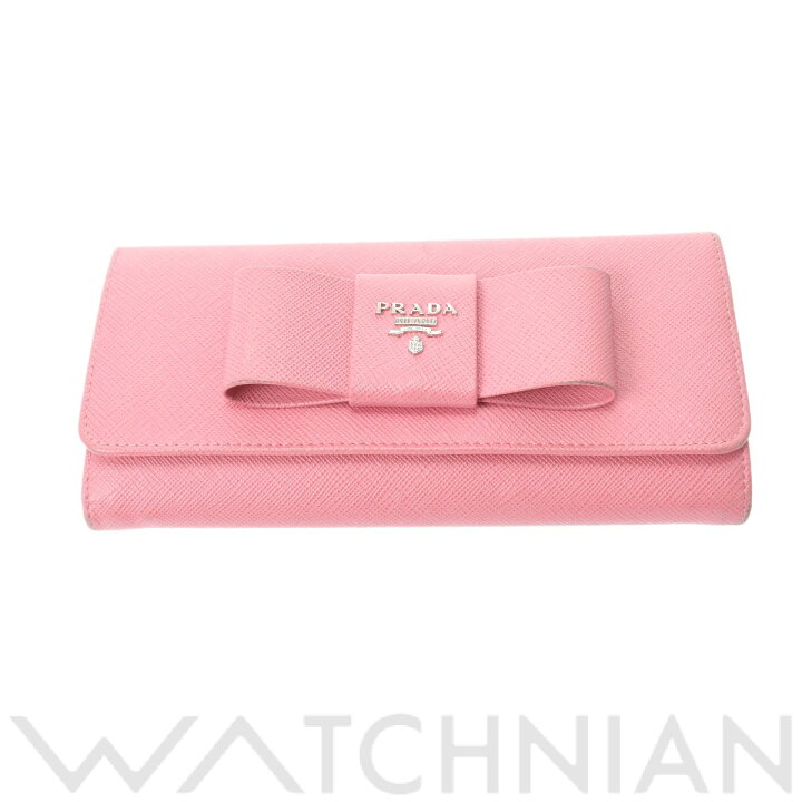 楽天市場】【中古】 プラダ PRADA リボン 二つ折り長財布 ピンク 