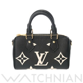 【4種選べるクーポン＆P2倍 4/25】【ローン60回払い無金利】【中古】 ルイ ヴィトン LOUIS VUITTON バイカラーモノグラムアンプラント ナノ スピーディ 2WAY ブラック/ベージュ M81456 レザー レディース ハンドバッグ ヴィトンバッグ バック ブランド