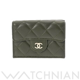 【全品ポイント2倍 5/30】【ローン60回払い無金利】【中古】 シャネル CHANEL マトラッセ クラシックスモールフラップウォレット カーキ/ゴールド金具 AP0230 ラムスキン レディース 三つ折り財布 シャネル 財布 ブランド