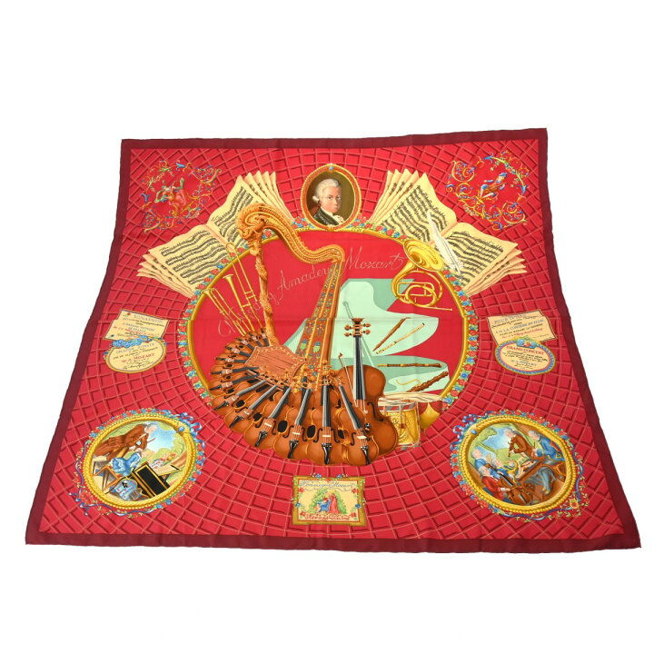 2508-138｜美品｜エルメス カレ 90 スカーフ シルク レッド エルメス  