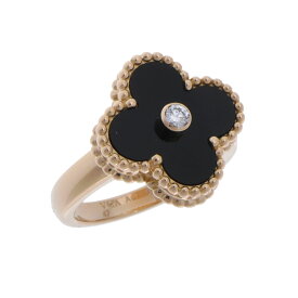 【〜10/9 最大5万円クーポン】ヴァン クリーフ&アーペル Van Cleef & Arpels ヴィンテージアルハンブラ リング #47 K18イエローゴールド YG オニキス/ダイヤモンド レディース リング・指輪 ヴァン クリーフ&アーペル 【ローン48回払い無金利】【中古】