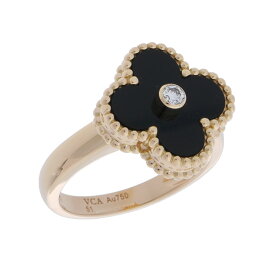 【〜10/9 最大5万円クーポン】ヴァン クリーフ&アーペル Van Cleef & Arpels ヴィンテージアルハンブラ リング #51 K18イエローゴールド YG オニキス レディース リング・指輪 ヴァン クリーフ&アーペル 【ローン48回払い無金利】【中古】