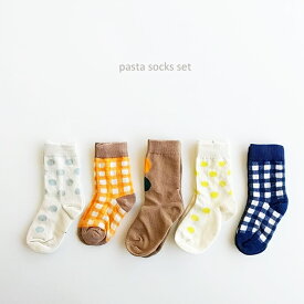 ＜BABY＞＜KIDS＞mi pasta socks set 5足セット 滑り止め無し 蛍光 ネオン 韓国子供服 靴下 キッズ 赤ちゃん オシャレ 女の子 男の子 可愛い キュート ギフト プレゼント お祝い