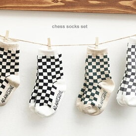 再入荷＜BABY＞＜KIDS＞rb chess socks set 4足set 2号のみ滑り止め付き チェック 靴下 キッズ 赤ちゃん 韓国子供服 女の子 男の子 くつした ソックス 可愛い キッズ かわいい おしゃれ オシャレ13cm 14cm 15cm 16cm 17cm 18cm 19cm