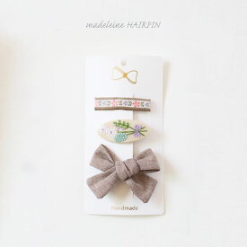 ＜BABY＞＜KIDS＞ir madeleine HAIRPIN 3個セット ヘアピン パッチンピン 韓国子供服 女の子 可愛い かわいい 赤ちゃん ベビー BABY プレゼント用にも 誕生日 プレゼント ギフト 出産祝い 花 刺繍 贈り物